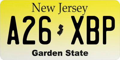 NJ license plate A26XBP