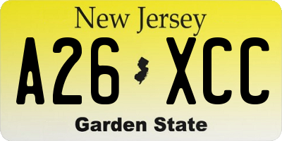 NJ license plate A26XCC