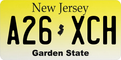 NJ license plate A26XCH