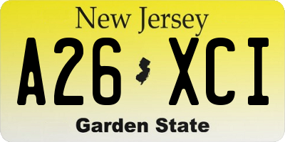 NJ license plate A26XCI