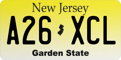 NJ license plate A26XCL