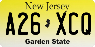 NJ license plate A26XCQ