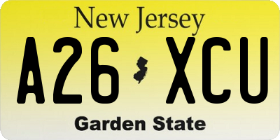 NJ license plate A26XCU