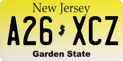 NJ license plate A26XCZ