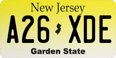 NJ license plate A26XDE
