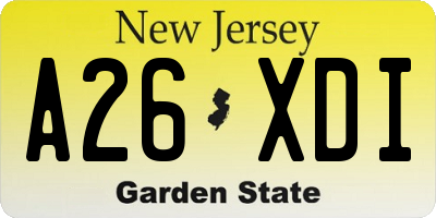 NJ license plate A26XDI