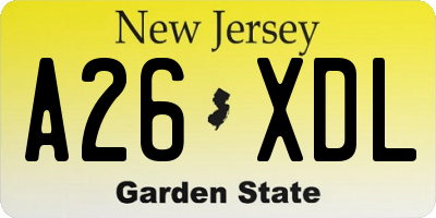 NJ license plate A26XDL