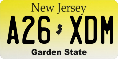 NJ license plate A26XDM