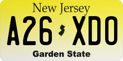 NJ license plate A26XDO