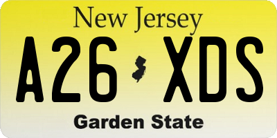 NJ license plate A26XDS