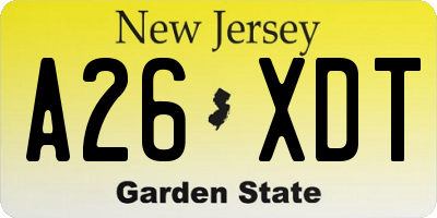NJ license plate A26XDT