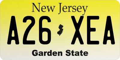 NJ license plate A26XEA