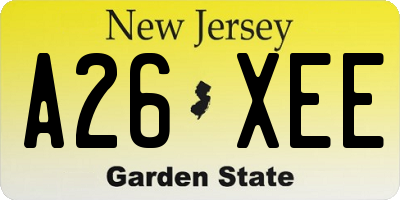 NJ license plate A26XEE