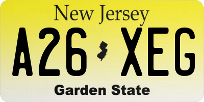 NJ license plate A26XEG