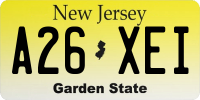 NJ license plate A26XEI