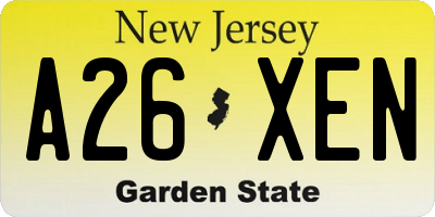 NJ license plate A26XEN