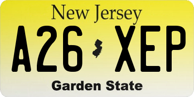 NJ license plate A26XEP