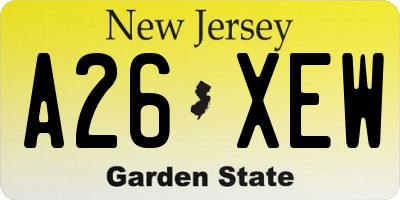 NJ license plate A26XEW