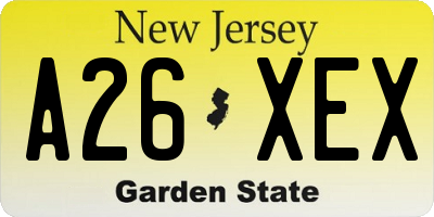 NJ license plate A26XEX