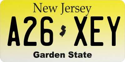 NJ license plate A26XEY