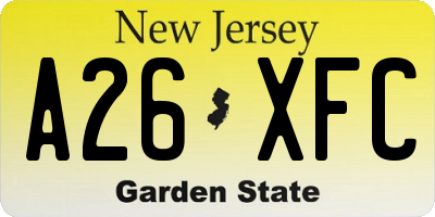 NJ license plate A26XFC