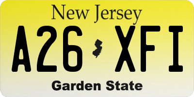 NJ license plate A26XFI
