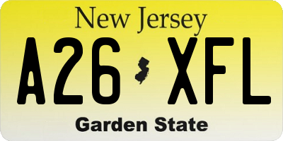 NJ license plate A26XFL