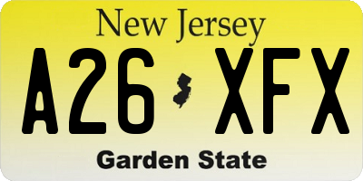 NJ license plate A26XFX