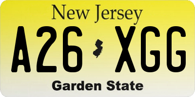 NJ license plate A26XGG
