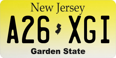 NJ license plate A26XGI