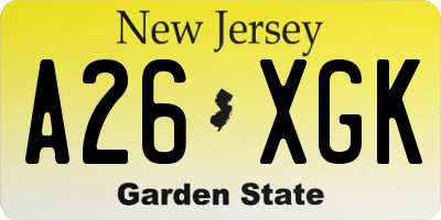 NJ license plate A26XGK
