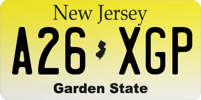 NJ license plate A26XGP