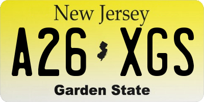 NJ license plate A26XGS