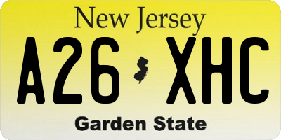 NJ license plate A26XHC