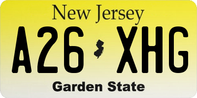 NJ license plate A26XHG