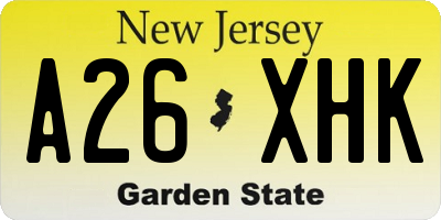 NJ license plate A26XHK