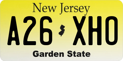 NJ license plate A26XHO