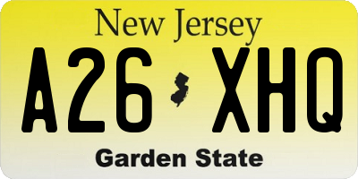 NJ license plate A26XHQ