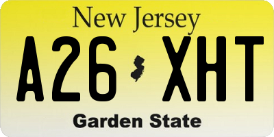 NJ license plate A26XHT