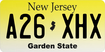 NJ license plate A26XHX