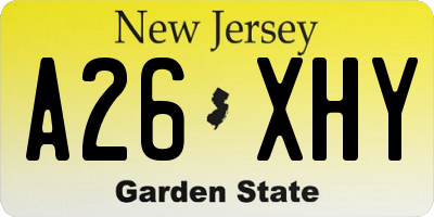 NJ license plate A26XHY