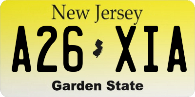 NJ license plate A26XIA