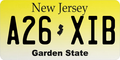 NJ license plate A26XIB