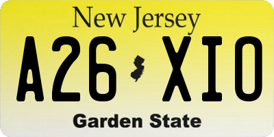 NJ license plate A26XIO