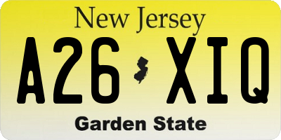 NJ license plate A26XIQ