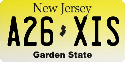 NJ license plate A26XIS