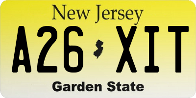 NJ license plate A26XIT