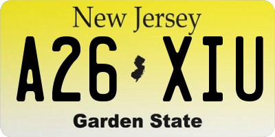 NJ license plate A26XIU