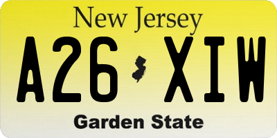 NJ license plate A26XIW