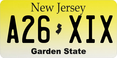 NJ license plate A26XIX